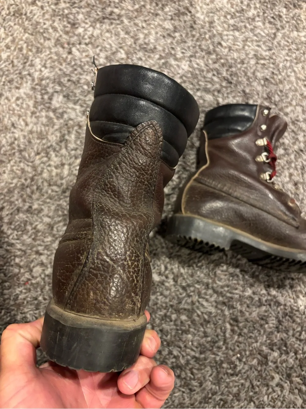 Irish Setter Brown Leather Work Boots with Red Laces